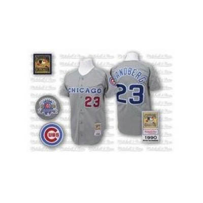 Branded Chicago Cubs 23 Ryne Sandberg Grey Road Throwback MLB Jersey